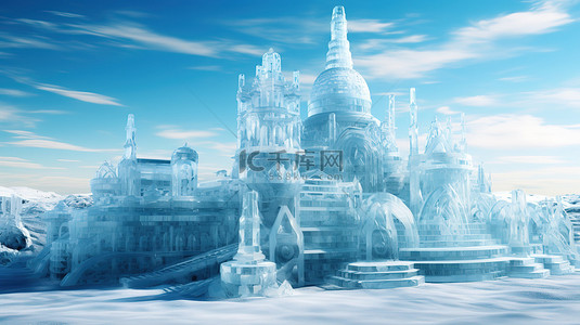 冰雕背景图片_冰雕雪城冬天娱乐场2素材
