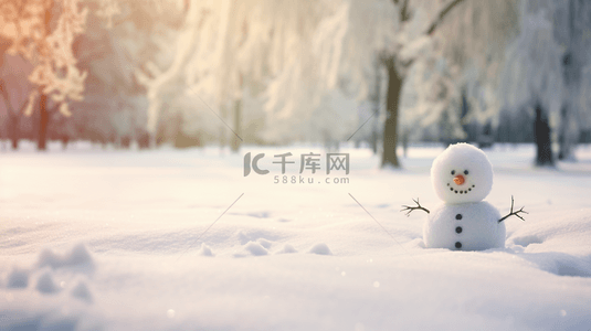 森林户外阳光雪人背景图