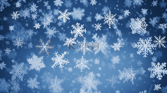 冬季蓝色雪花唯美风景背景图4