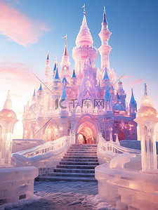 冰雕背景图片_冰块组成的城堡灯光效果14背景