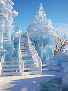 精细艺术阶梯冰雕2背景图片