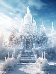 雄伟的冰雕雪城堡7背景素材