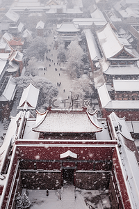 冬天摄影图雪景建筑俯视背景
