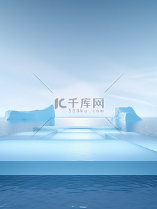 中国边框电商背景图片_浅蓝色冰川雪山电商背景16