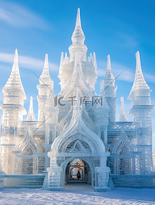 城堡雪背景图片_雄伟的冰雕雪城堡15素材
