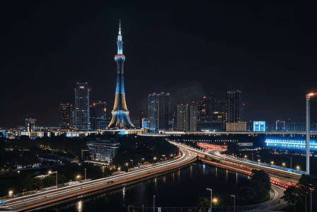 夜晚城市街道高楼风景图片25