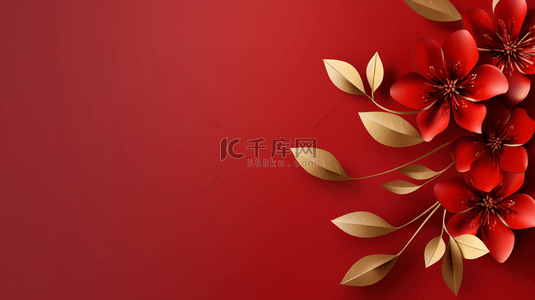 如意背景图片_中国红吉祥富贵花朵装饰背景1