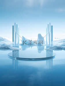青海雪山背景图片_浅蓝色冰川雪山电商背景1