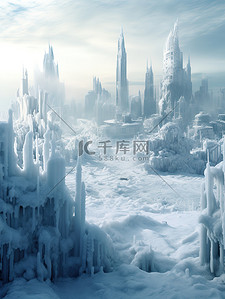 寒潮极寒冰封的城市6素材