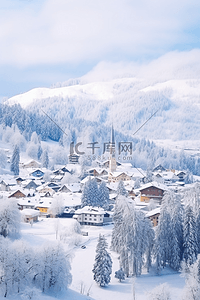 城市雪背景图片_冬天城市背景雪景摄影图