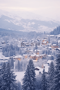 城市雪景背景摄影图冬天