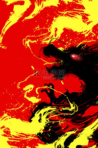 龙年水墨笔刷红色中国风背景