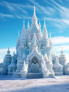 冰雕背景图片_雄伟的冰雕雪城堡4背景