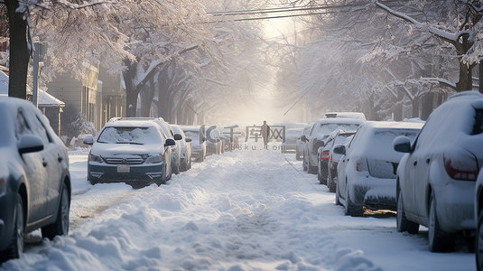 被雪覆盖的街道汽车16素材