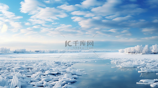 雪景图片背景图片_冬天的江边雪景日出美丽背景图片
