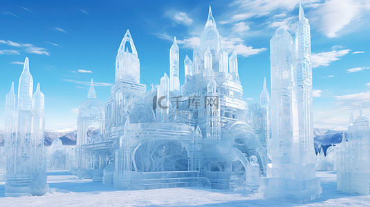 冬天城堡背景图片_冰雕雪城冬天娱乐场3图片