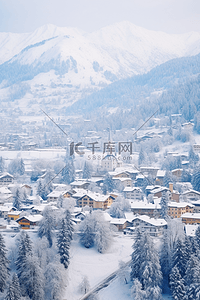 城市冬天雪景背景摄影图