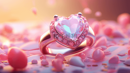爱心糖果背景图片_情人节爱心里的一枚戒指背景