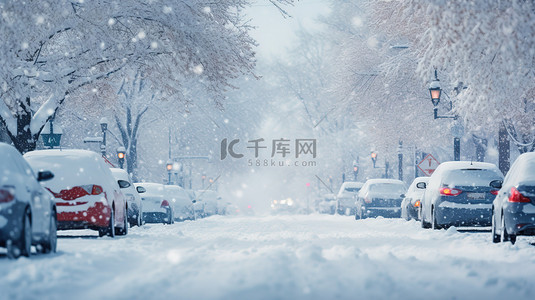 被雪覆盖的街道汽车17背景图