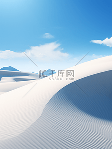 蓝色白云沙漠画风简约大气背景图17