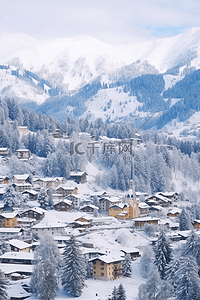 远景高清背景图片_冬天雪景城市背景摄影图