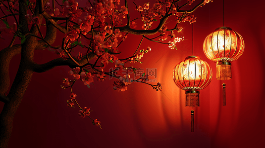 红灯笼门庭背景图片_中国红春节主题背景