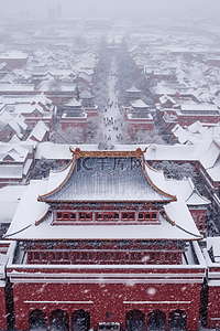 航拍建筑背景图片_摄影图冬天雪景建筑俯视背景