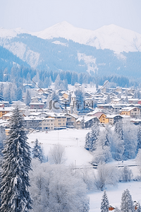 城市雪景冬天背景摄影图