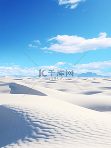 简约沙漠背景图片_蓝色白云沙漠画风简约大气背景图10
