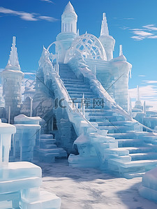 冰雕背景图片_精细艺术阶梯冰雕12设计图