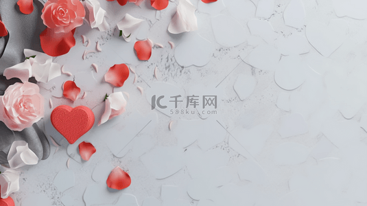 爱心红玫瑰背景图片_情人节大理石板上的红玫瑰设计图