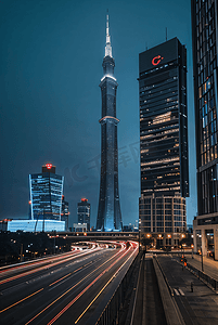 城市高楼建筑夜景图93摄影照片
