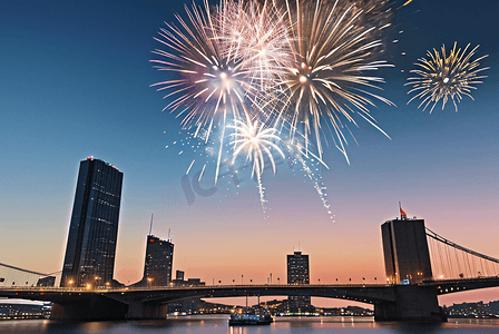 元旦新年春节夜晚跨年户外烟花摄影图41