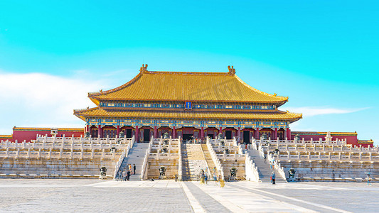 城市摄影照片_大范围震撼北京故宫金銮殿正面全景
