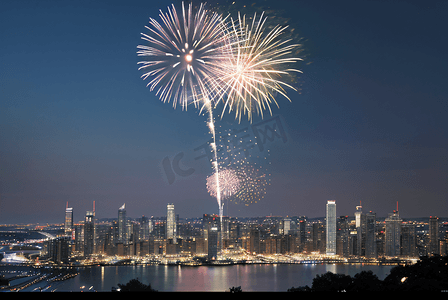 元旦新年春节夜晚跨年户外烟花摄影图10