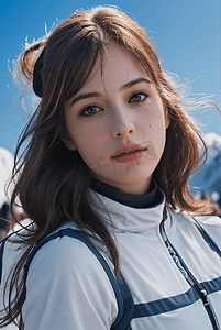 寒冷冬季年轻女性滑雪场肖像图19高清摄影图