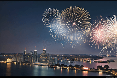 元旦新年春节夜晚跨年户外烟花摄影图23