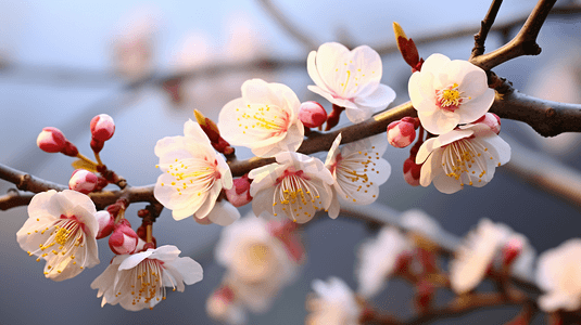 性孔梅花摄影照片_腊月盛放的红腊梅特写摄影图片