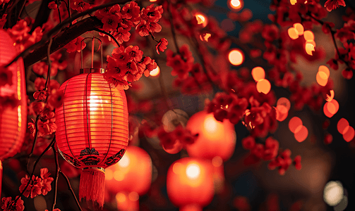 红色背景中国红摄影照片_中国红春节红灯笼