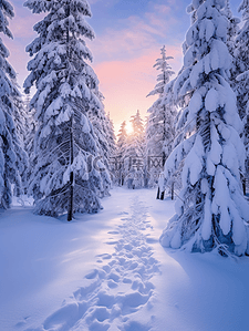 冬季蓝色自然风光大雪纷飞唯美背景图16