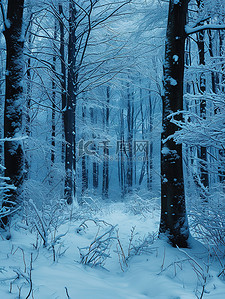 冬天小雪的图片背景图片_冬天的森林雪覆盖的树枝图片