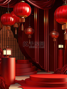 建筑红背景图片_中国红建筑背景风格
