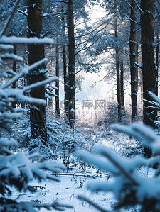 小雪背景图片_冬天的森林雪覆盖的树枝背景