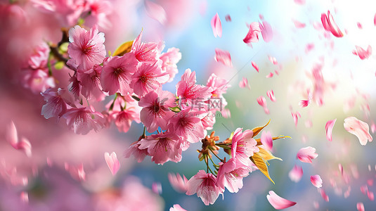 樱花飞舞花瓣春天设计图