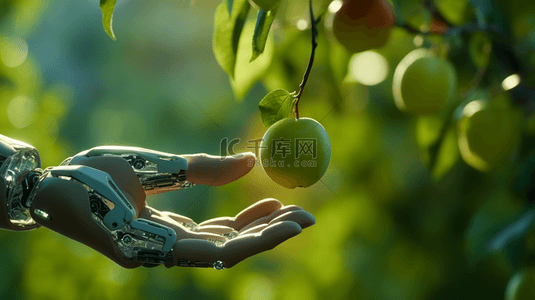 绿色苹果背景图片_高科技机器人手采摘苹果的背景图17