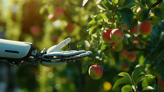 果园采摘背景图片_高科技机器人手采摘苹果的背景图6