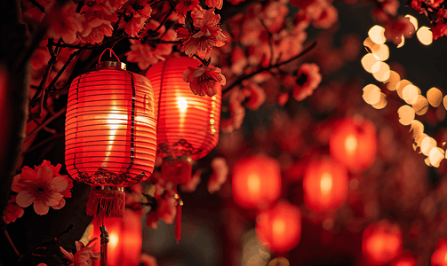 中国红春节摄影照片_中国红春节红灯笼