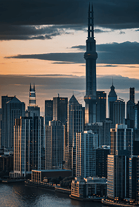 傍晚上海高楼建筑摄影图9104