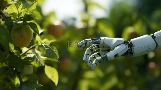 高科技机器人手采摘苹果的背景图18