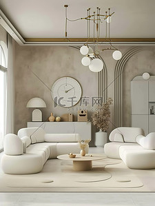 奶白色的客厅家居装饰背景素材